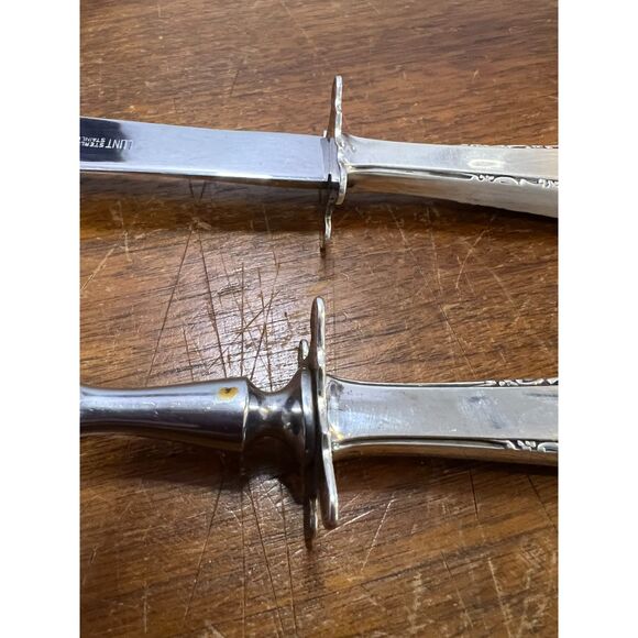 Vintage Lace Point by Lunt Sterling Silver Steak Carving Set 2pc - Picture 4 of 9